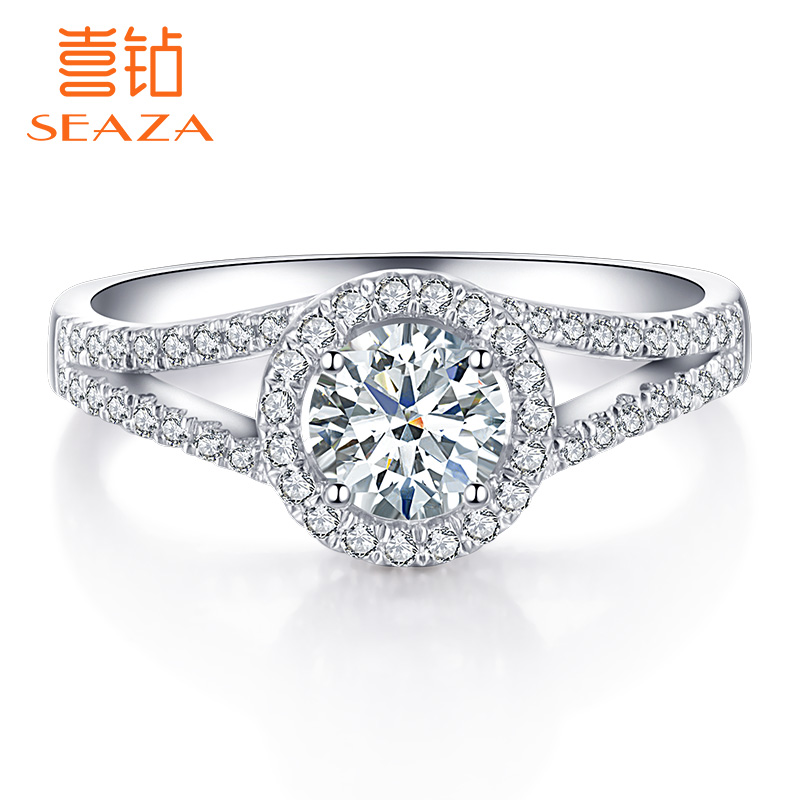 喜钻18K金钻石戒指时尚显钻女戒婚戒求婚订婚戒指