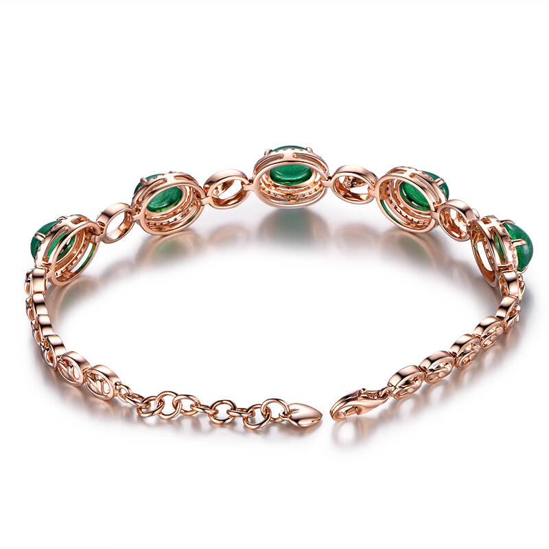 米莱珠宝 6.55克拉祖母绿手链 18k金镶嵌钻石  彩色宝石定制 主石6.55克拉 15个工作日定制
