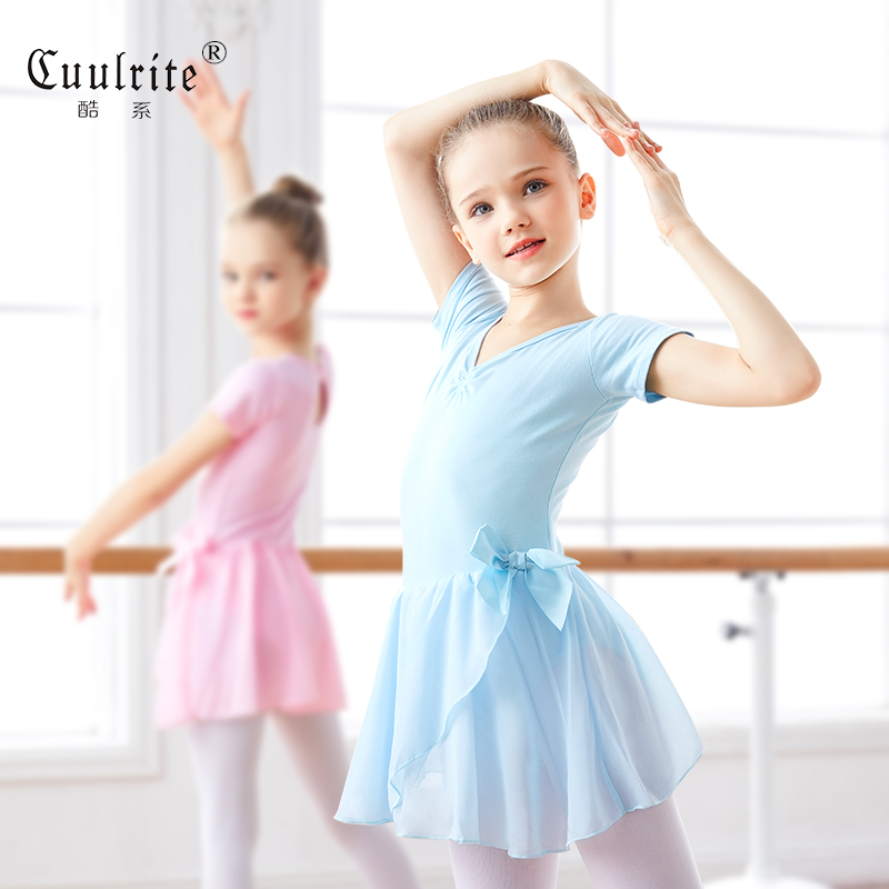儿童舞蹈服女童短袖练功服夏季女孩芭蕾舞裙宝宝幼儿中国舞跳舞仙