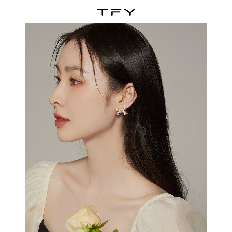 韩国蝴蝶结耳钉女夏新款925纯银针耳环珍珠气质耳饰品小众高级感