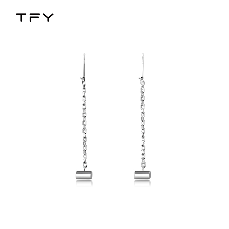 TFY正品999纯银链条耳钉女养耳洞2020年新款潮气质流苏耳线耳饰品