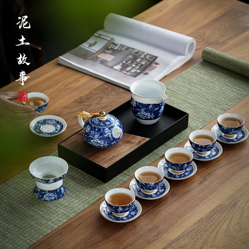 陶瓷功夫茶具整套德化白瓷青花瓷套装礼盒装客厅家用西施壶泡茶壶