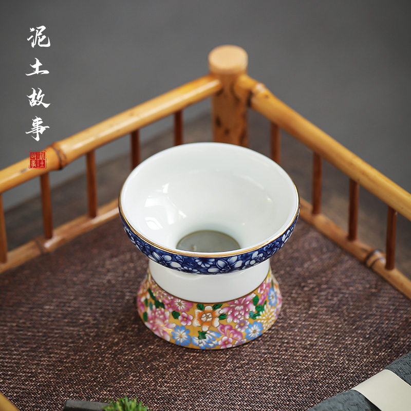 创意青花陶瓷茶漏器茶叶过滤器分离器功夫茶具配件泡茶隔茶滤网
