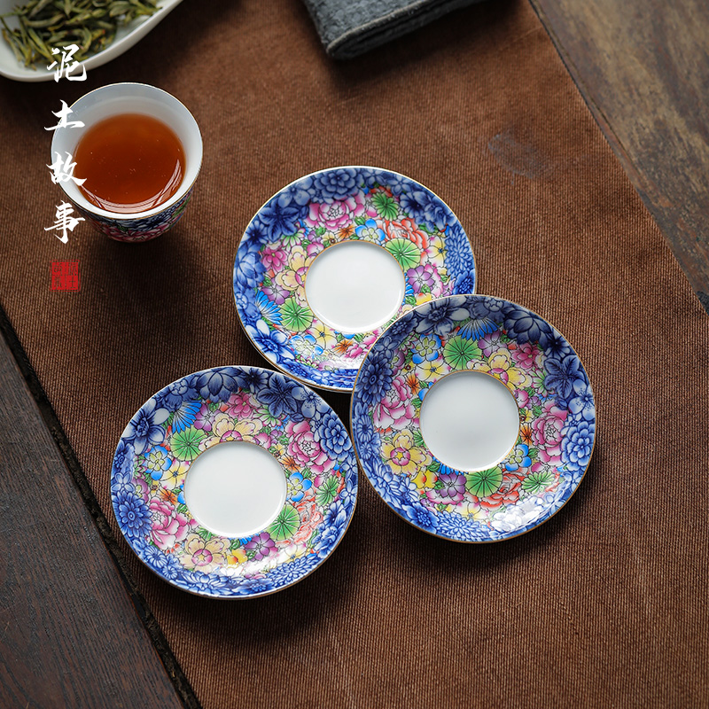 景德镇陶瓷杯垫隔热垫手绘青花瓷茶托茶杯杯托中式茶点碟茶道零配